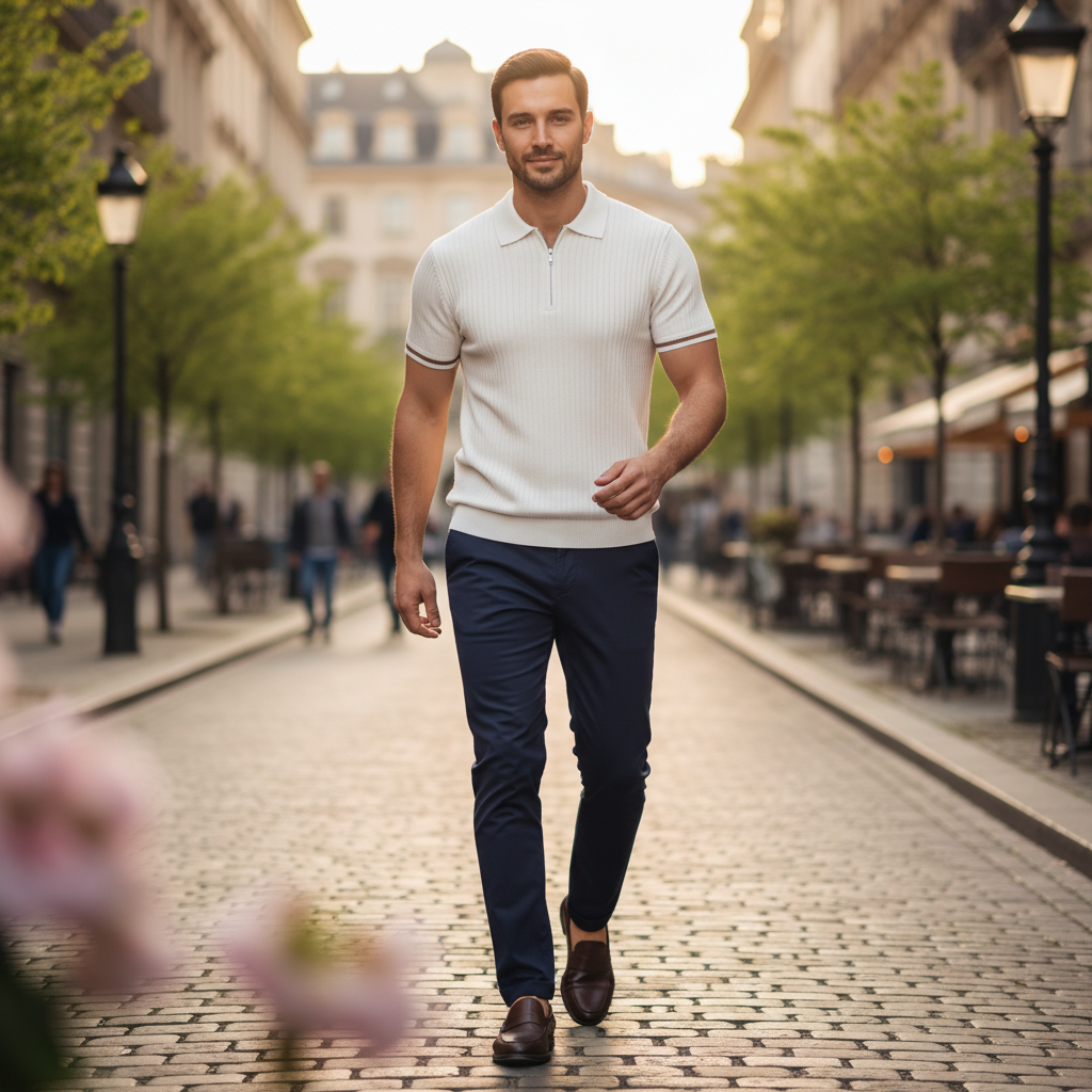 Men's Short Zip Polo | Classic Collar - photo 4