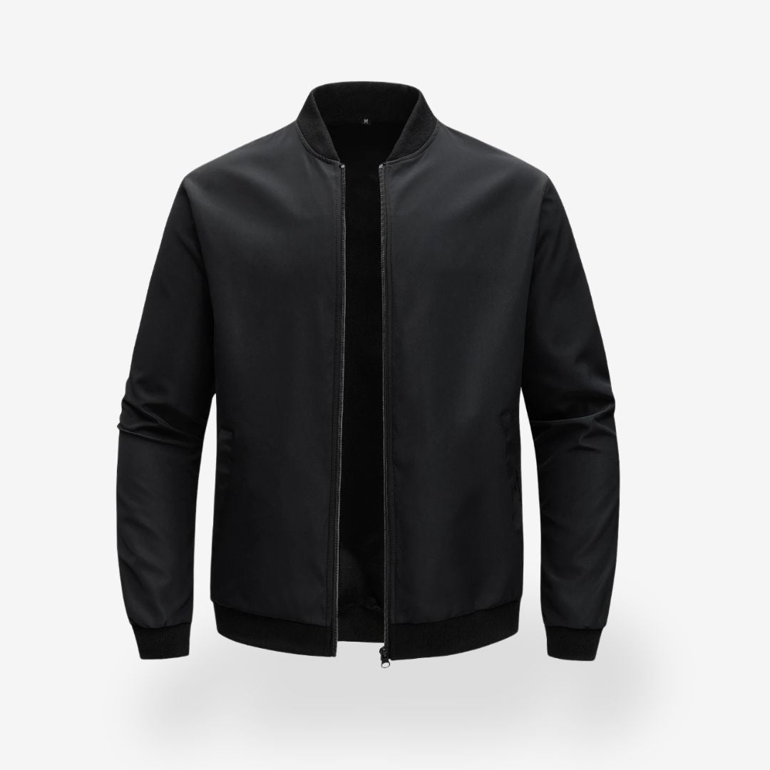 Baseball Jacket with Ribbed Collar for Men