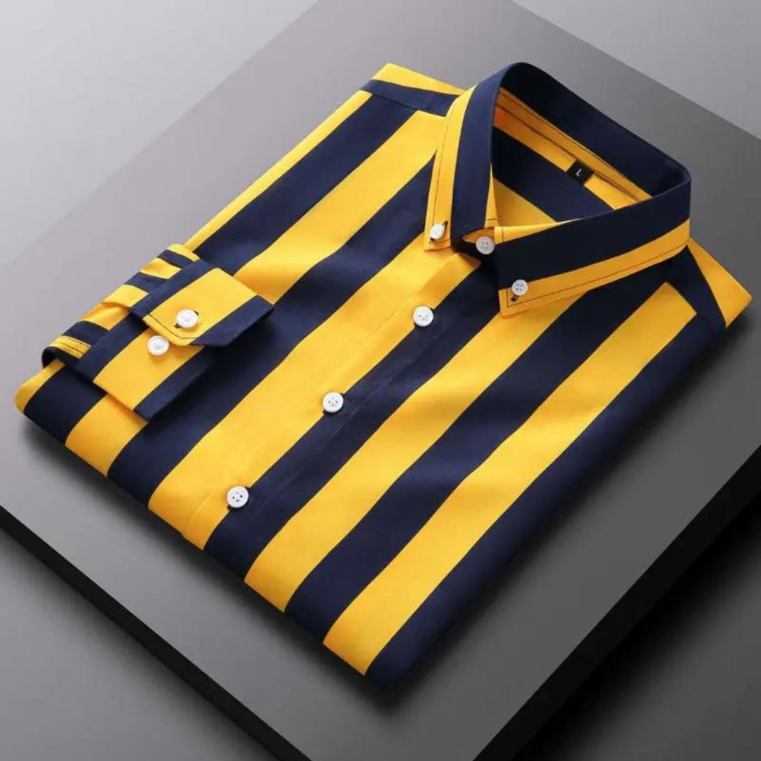 Luxury Striped Summer Shirt with Long Sleeves for Men