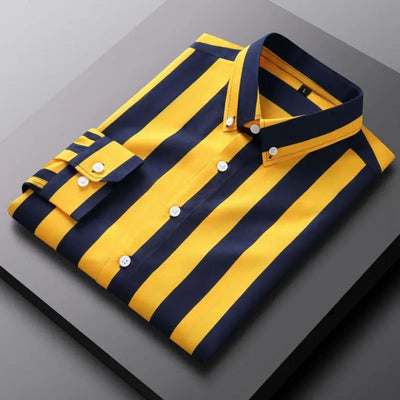 Luxury Striped Summer Shirt with Long Sleeves for Men