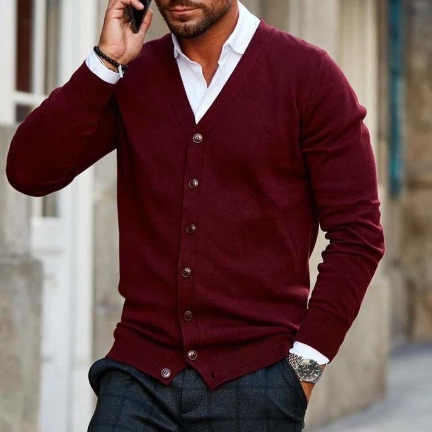 Cardigan with Button Closure for Men