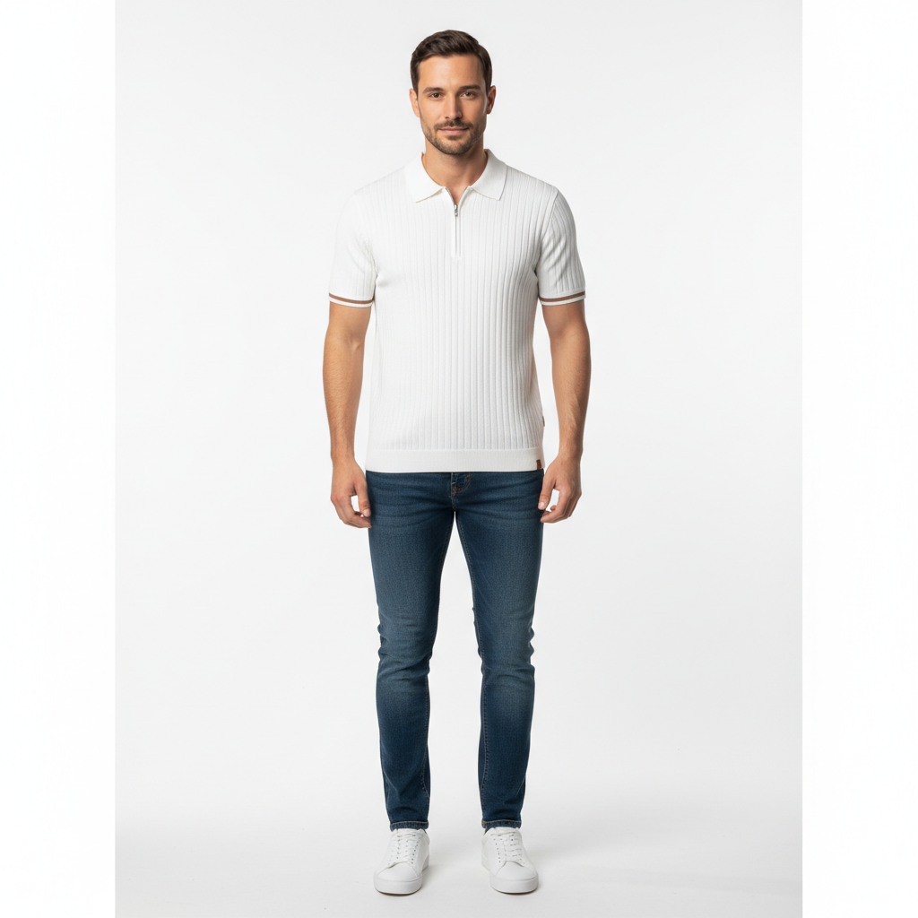 Men's Short Zip Polo | Classic Collar - photo 2