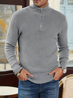 Men’s Half-Zip Knit Sweater | Slim Ribbed Pullover