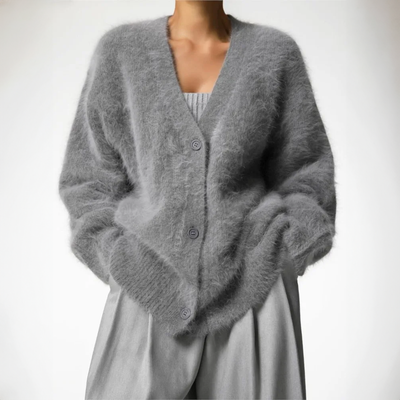 Alfie - Dames Zacht Grijs Angora Wollen Vest
