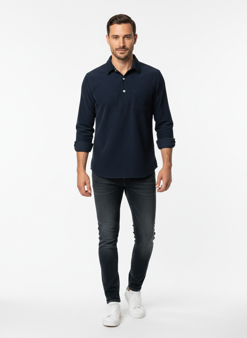 Men's Half-Button Shirt | Long Sleeve - photo 2