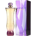 Versace Woman Gianni Versace Eau de Parfum spray for women, 3.4 oz, with elegant bottle and floral accents.