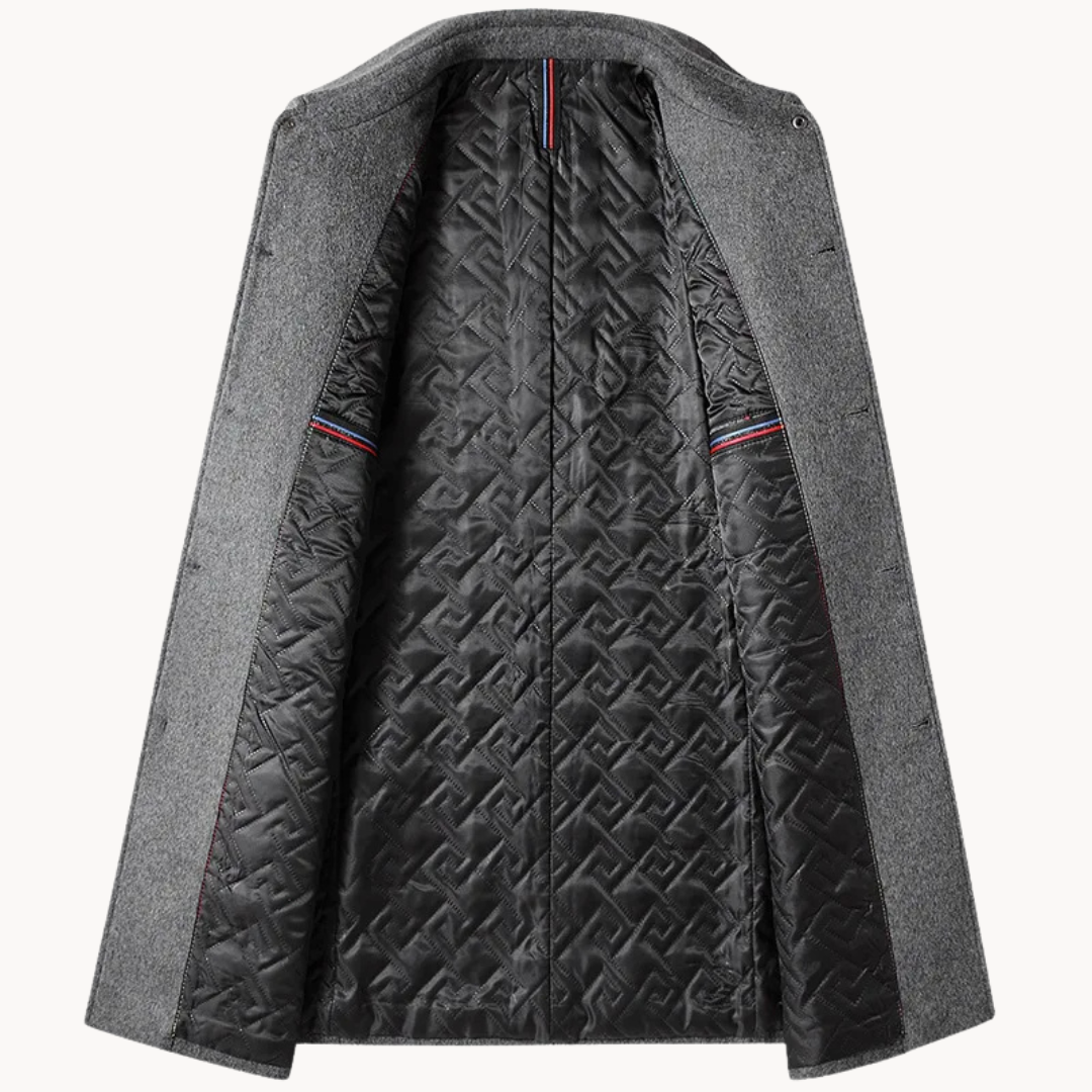 Wool Coat with Notch Lapel for Men