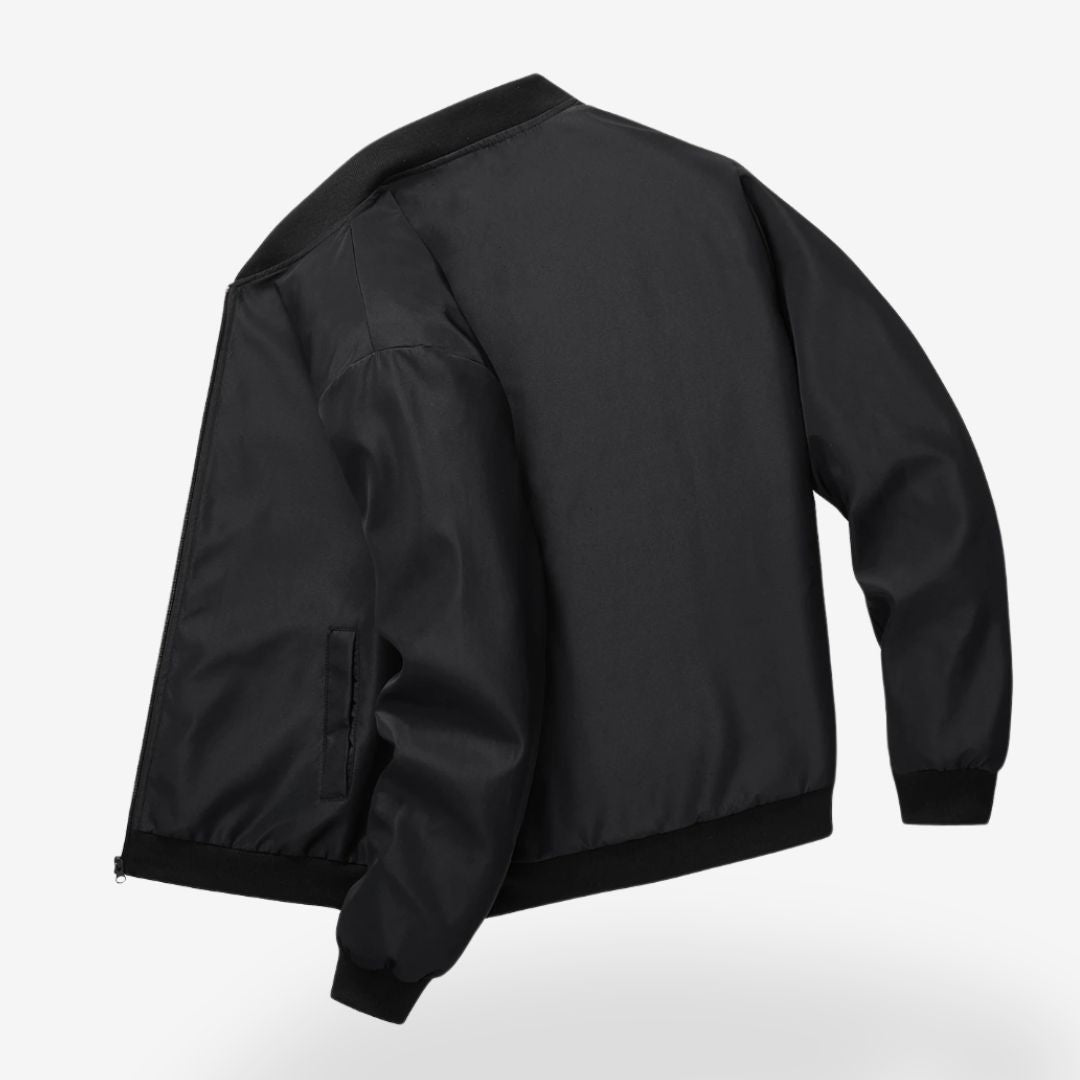 Baseball Jacket with Ribbed Collar for Men