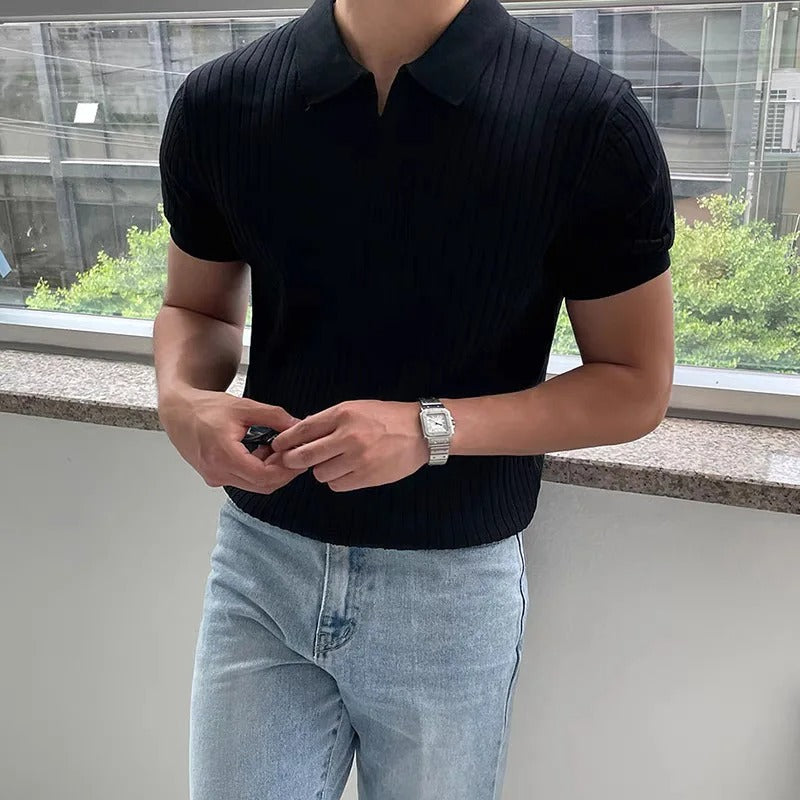 Polo pour homme à col ouvert et manches courtes