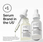 Bottle of The Ordinary Alpha Arbutin 2% with Hyaluronic Acid serum for brightening skin and reducing dark spots