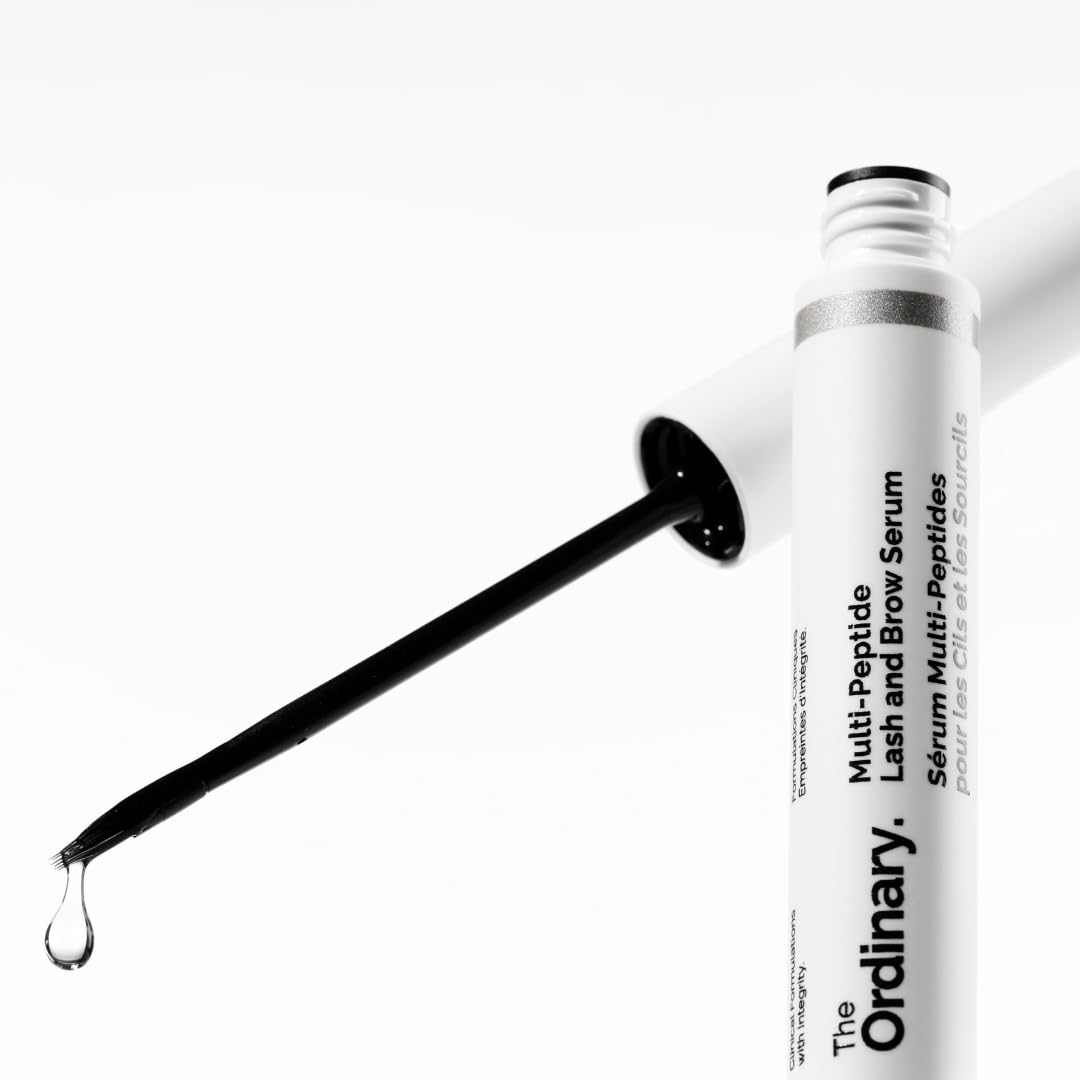 SlimBag The Ordinary peptide lash and brow serum bottle with applicator brush for thicker, fuller-looking lashes and brows.