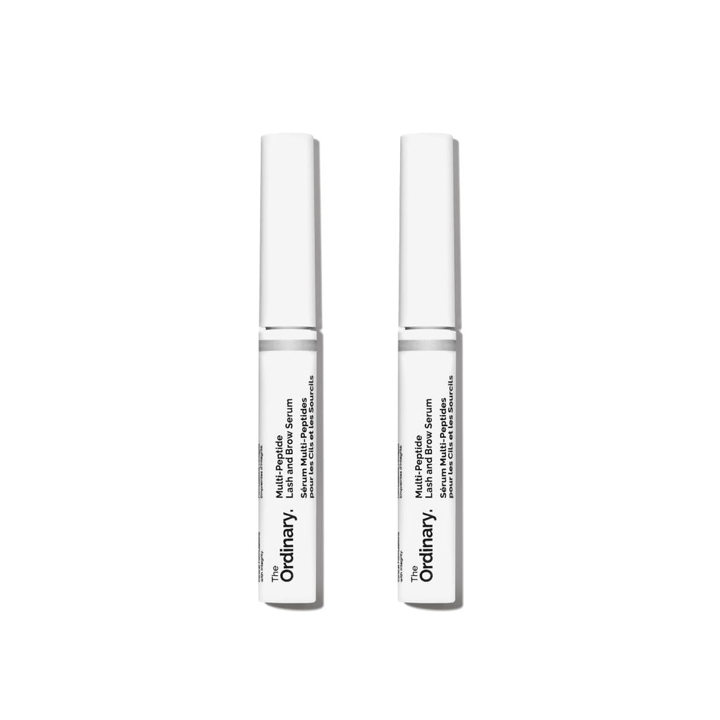 SlimBag The Ordinary Multi-Peptide Lash and Brow Serum bottle with applicator, featuring peptide-powered formula for thicker lashes and brows.
