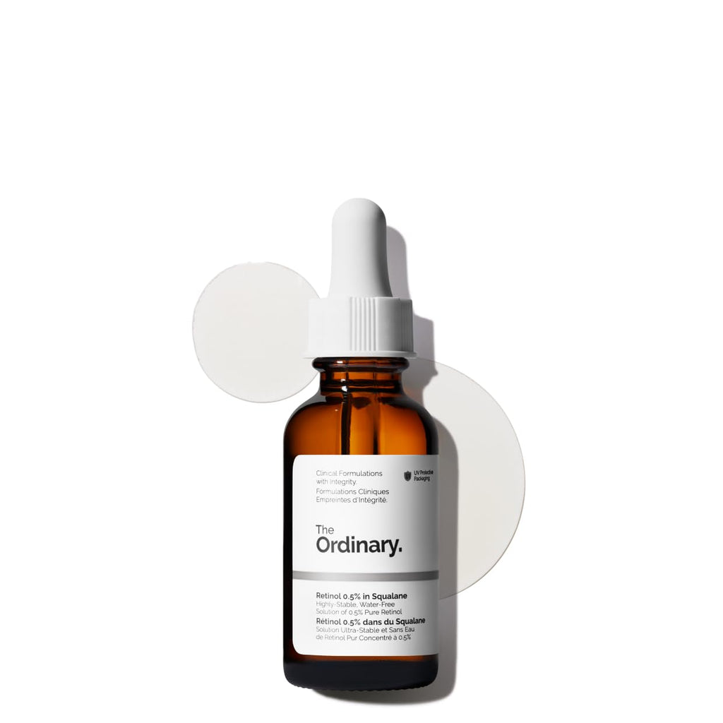 SlimBag The Ordinary Retinol 0.5% in Squalane facial serum bottle, anti-aging and skin smoothing retinol skincare product