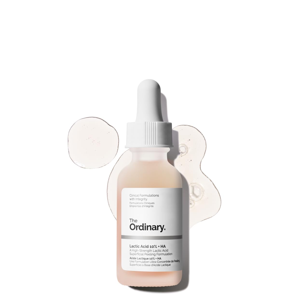 SlimBag The Ordinary Lactic Acid 10% and Hyaluronic Acid serum bottle with dropper for exfoliating and hydrating skin care.