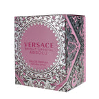 Versace Bright Crystal Absolu Eau de Parfum spray for women, 3 oz, featuring a sleek glass bottle with a floral design.