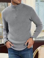 Men’s Half-Zip Knit Sweater | Slim Ribbed Pullover