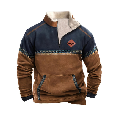 Men’s Warm Long-Sleeve Pullover with Zip