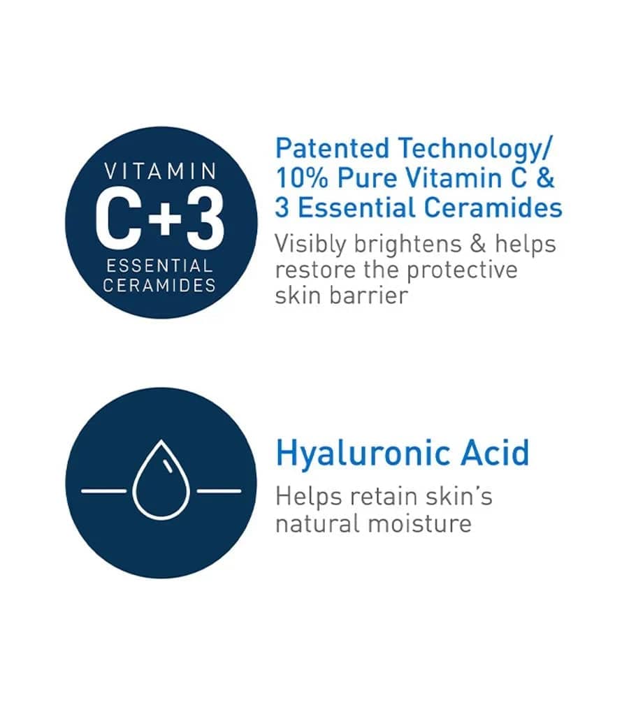 CeraVe Skin Renewing Vitamin C Serum in a sleek bottle, featuring a dropper applicator and bright orange label for revitalizing skin.