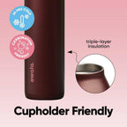 Owala FreeSip Twist Insulated Stainless Steel Water Bottle with Straw for Sports and Travel, BPA-Free, 24-oz, Black Cherry