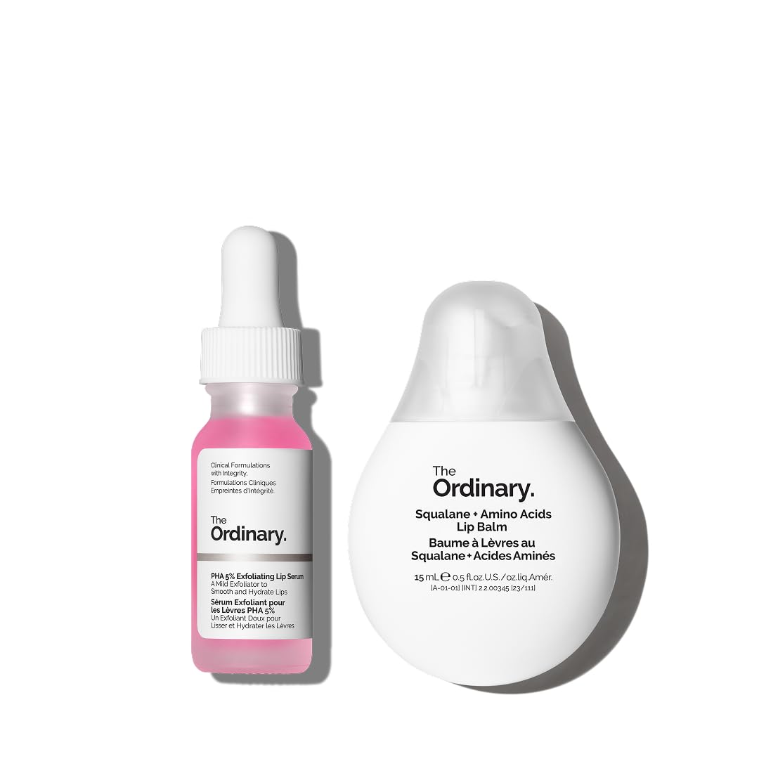 SlimBag The Ordinary Lip Care Duo with PHA 5% exfoliating serum and Squalane lip balm, featuring smooth, hydrated lip treatment products.