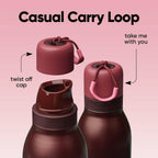 Owala FreeSip Twist Insulated Stainless Steel Water Bottle with Straw for Sports and Travel, BPA-Free, 24-oz, Black Cherry