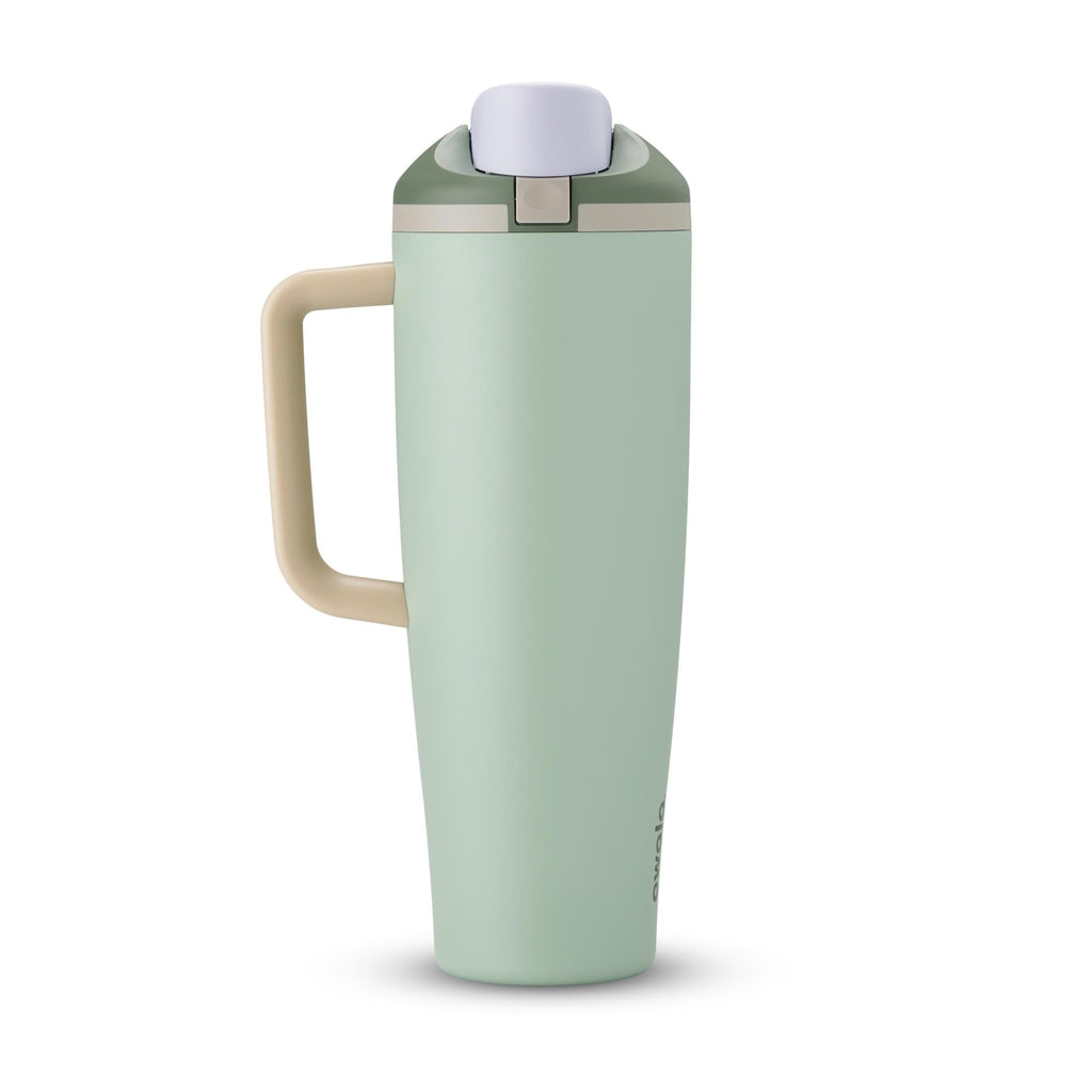 Owala FreeSip Tumbler Insulated Stainless Steel Water Bottle with Built-in Straw and Side Handle, For Travel, Work, School, and Sports, 40oz, BPA Free, Leak Proof, Foggy Tide