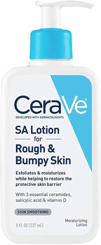 SlimBag CeraVe SA Lotion for rough skin with vitamin D, hyaluronic acid, lactic acid, and salicylic acid in 8 oz bottle