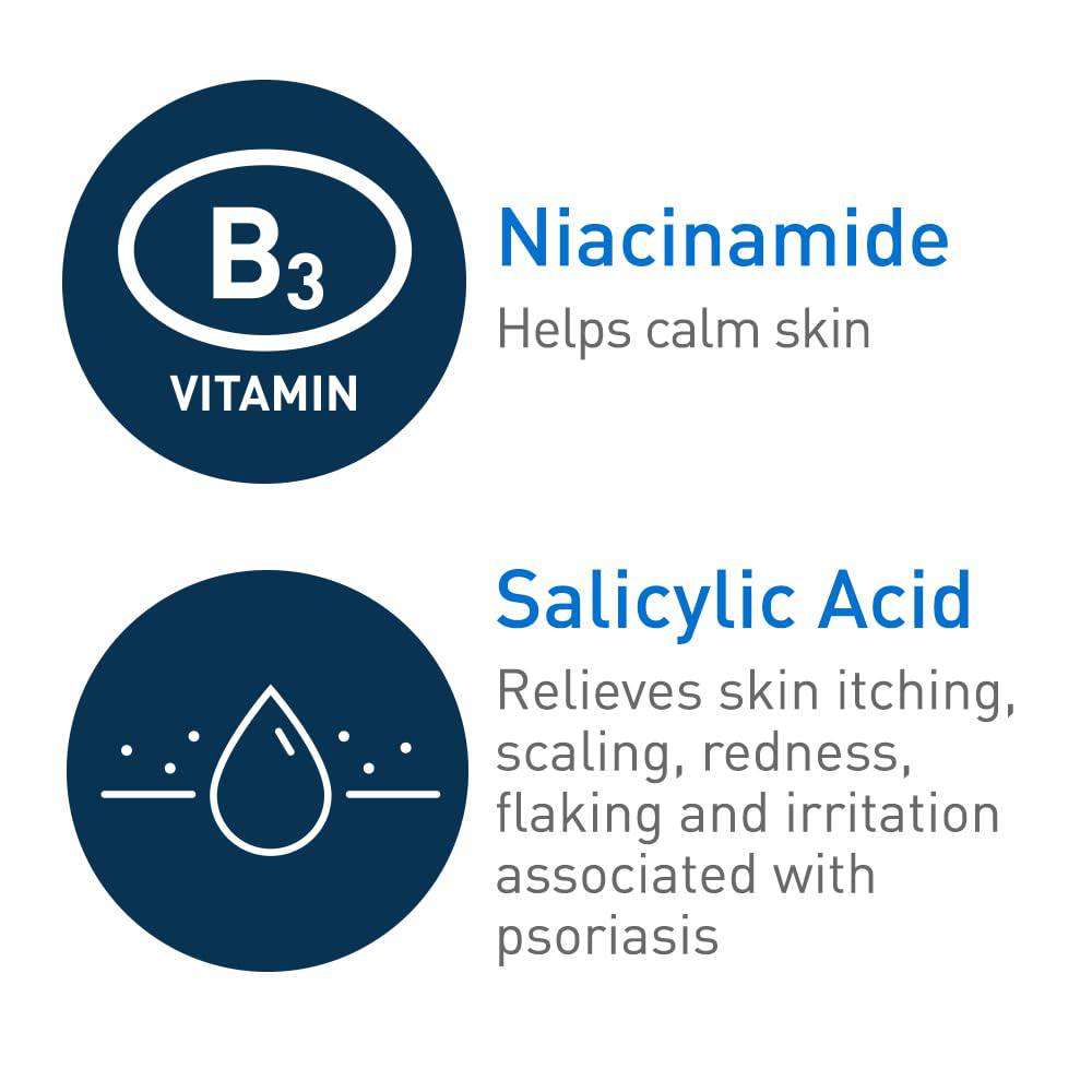 SlimBag CeraVe Moisturizing Cream for Psoriasis with salicylic acid and urea, fragrance-free, 8 oz, for dry skin and itch relief