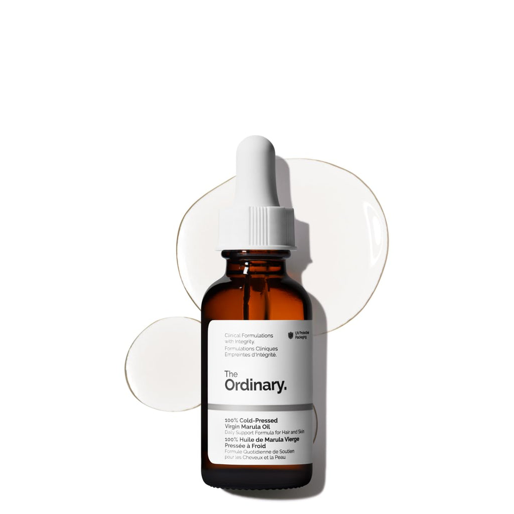 SlimBag bottle of The Ordinary 100% Cold-Pressed Virgin Marula Oil, antioxidant-rich unrefined skincare oil in a 1 fl oz bottle