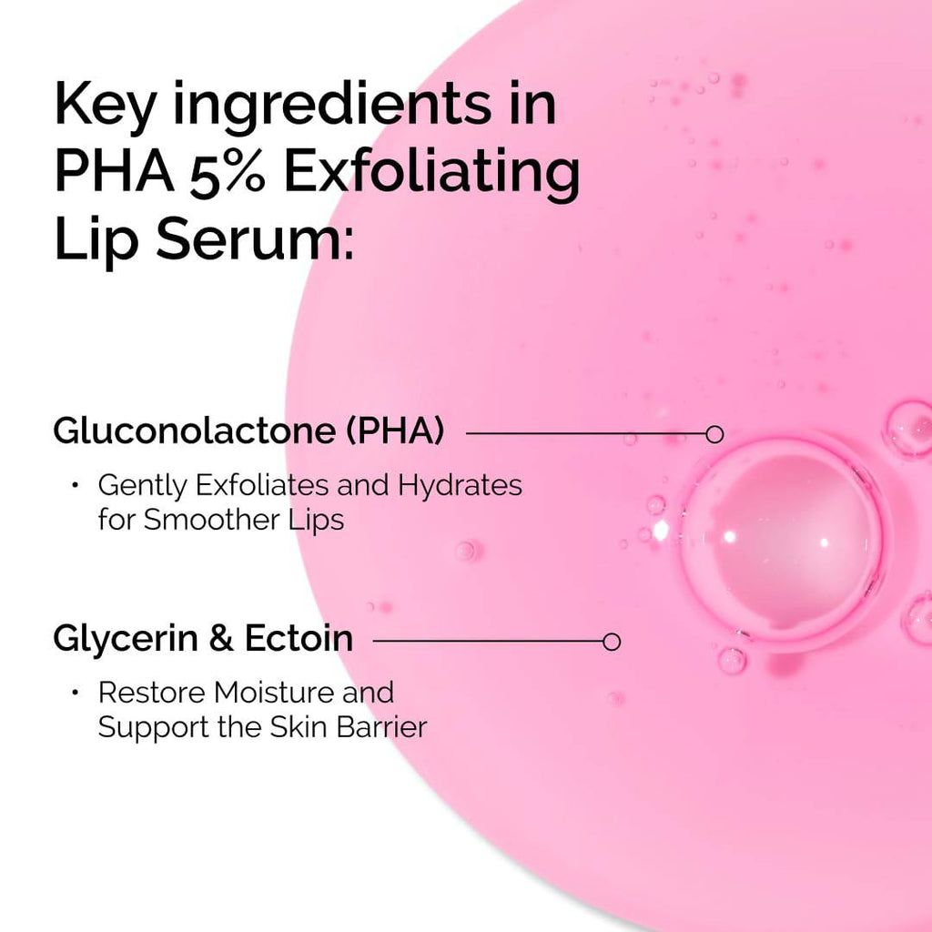 SlimBag The Ordinary PHA 5% Exfoliating Lip Serum and Hydrating Overnight Lip Treatment in a 0.5 fl oz bottle, features smooth, exfoliated lips.
