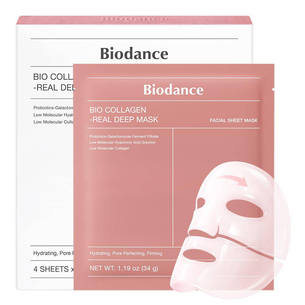 SlimBag BIODANCE Bio-Collagen Real Deep Mask hydrating overnight hydrogel face mask with pore minimizing and skin plumping benefits.