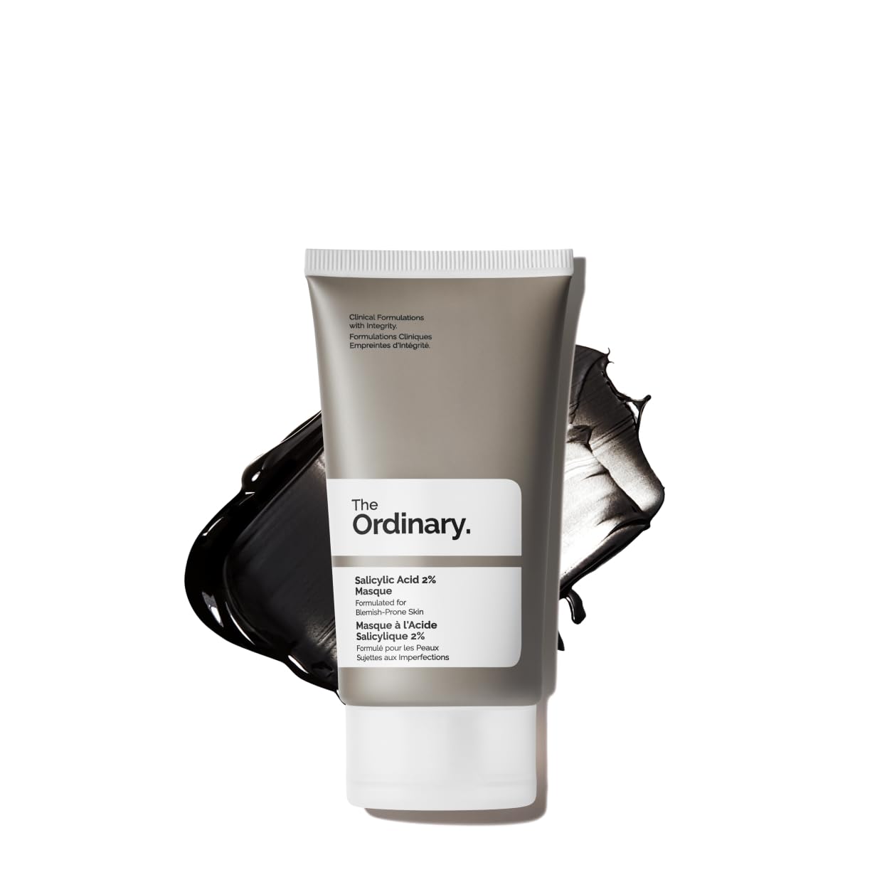The Ordinary Salicylic Acid 2% Masque with charcoal and clay, clarifying mask for blemish-prone skin in a 1.7 fl oz jar