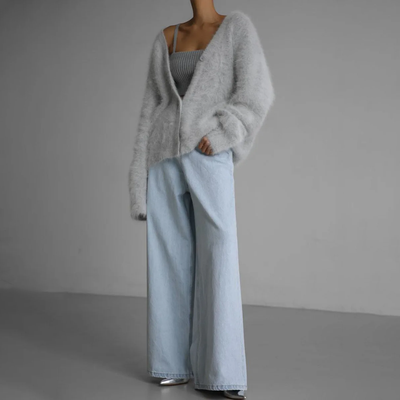 Alfie - Dames Zacht Grijs Angora Wollen Vest