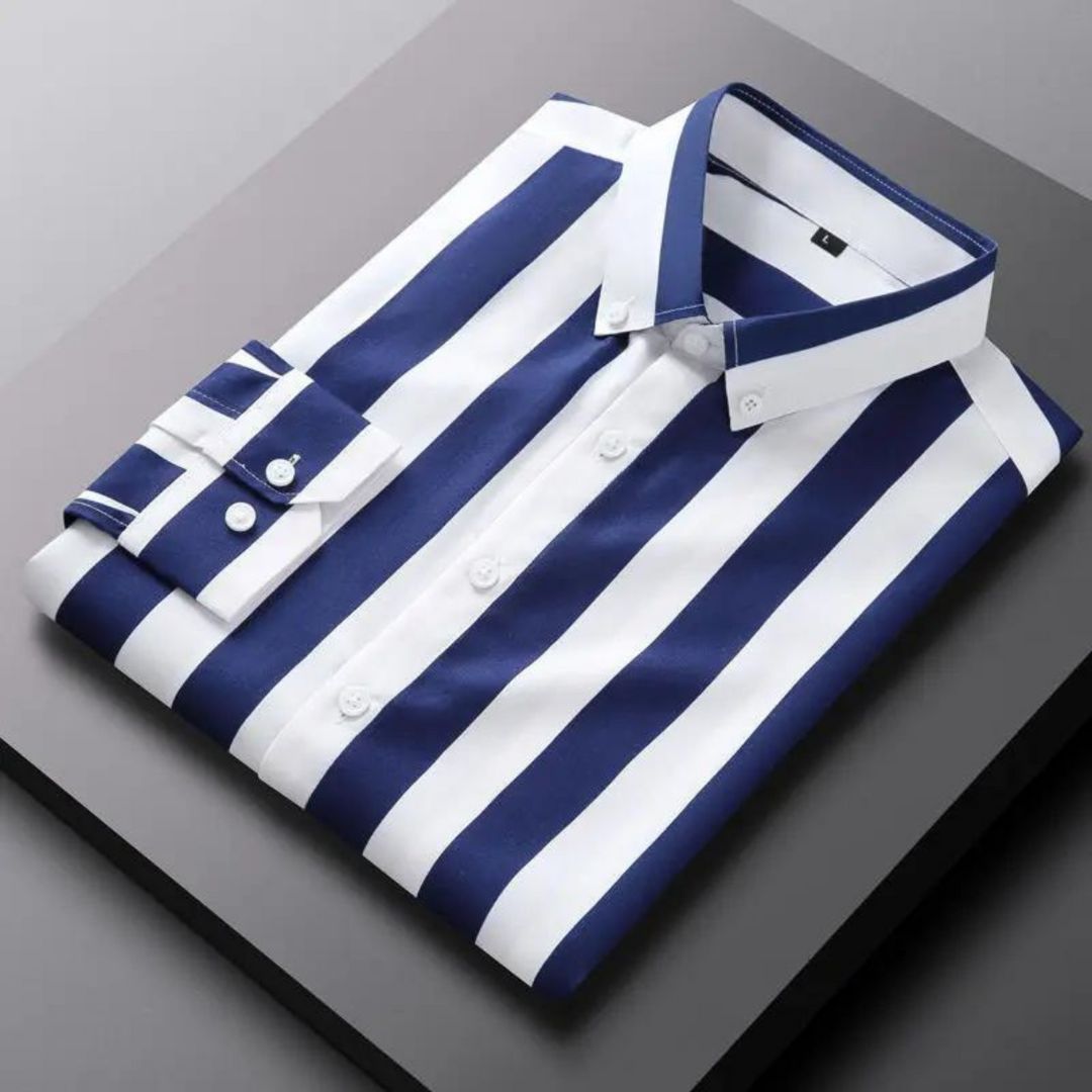 Luxury Striped Summer Shirt with Long Sleeves for Men