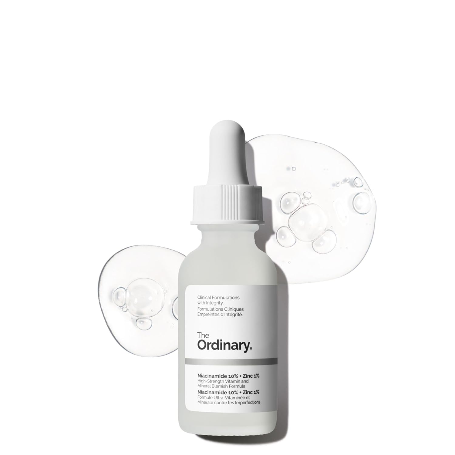 SlimBag Niacinamide 10% + Zinc 1% serum bottle for blemish-prone skin, featuring a sleek white and black packaging design.