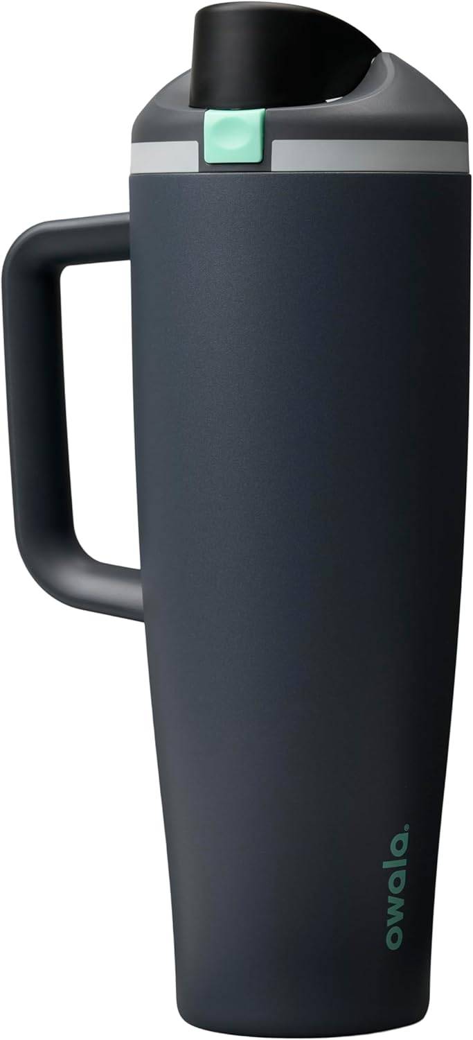 Owala FreeSip Tumbler Insulated Stainless Steel Water Bottle with Built-in Straw and Side Handle, For Travel, Work, School, and Sports, 40oz, BPA Free, Leak Proof, Foggy Tide