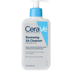CeraVe Renewing Salicylic Acid Cleanser with hyaluronic acid, niacinamide, and ceramides, gentle exfoliating face wash for smooth skin