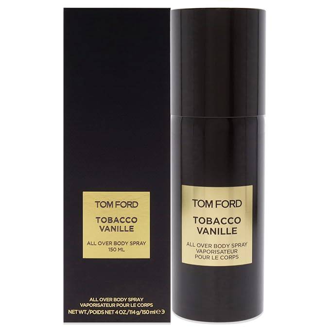 Tom Ford Tobacco Vanille all-over body spray in 150ml bottle, featuring warm, spicy vanilla scent with tobacco notes.