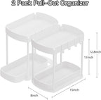 2 Pack Multi-Purpose Pull-Out Storage Organizers, Under Sink & Cabinet Storage, 12.8 Inch, White