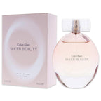Calvin Klein Sheer Beauty floral Eau de Toilette perfume with peach, pink lily, peony, and vanilla blossom notes.