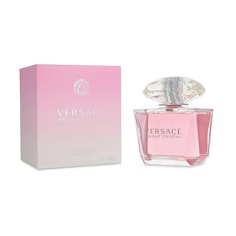 Versace Bright Crystal women’s 6.7 oz Eau de Toilette spray with pink floral bottle and elegant design.
