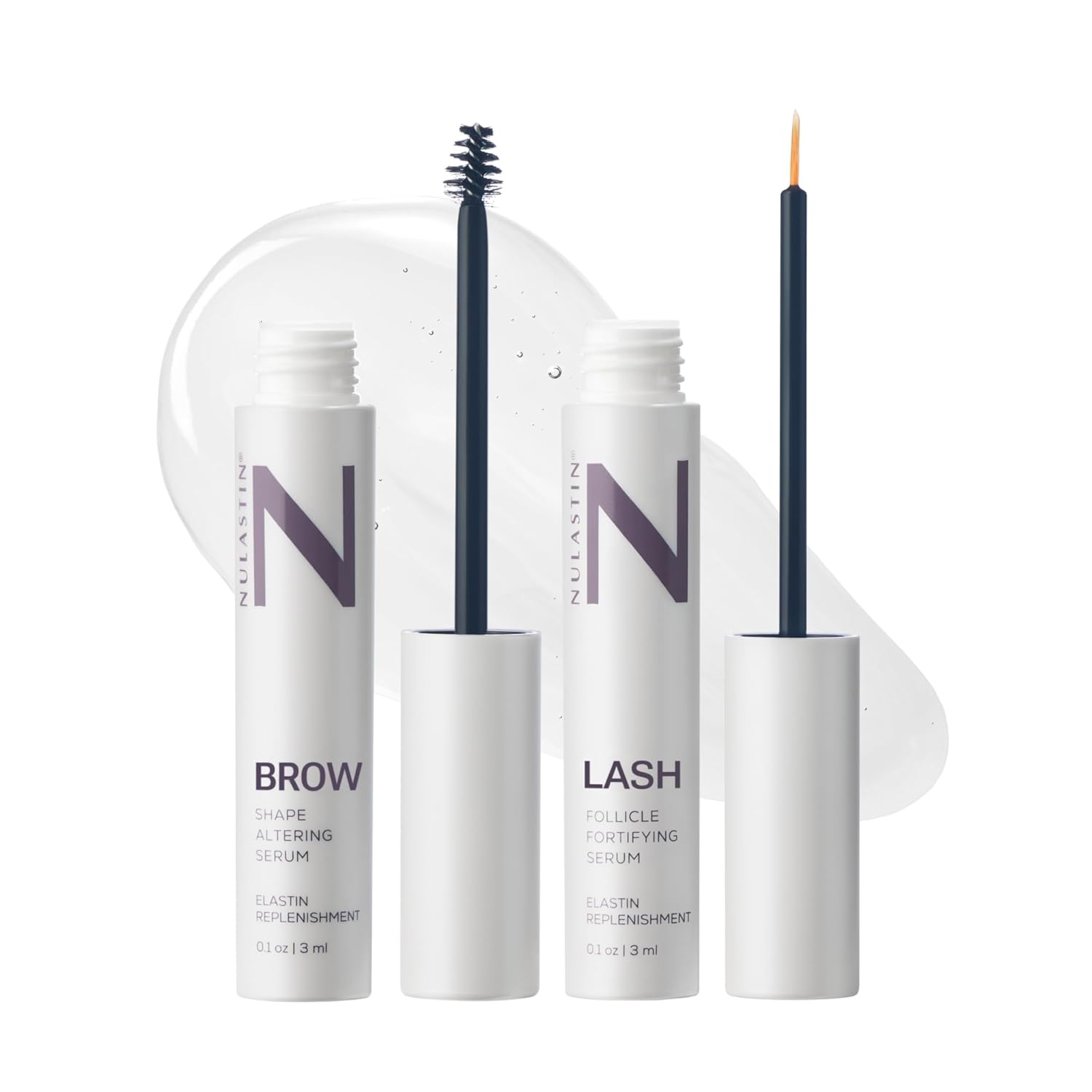 NULASTIN eyelash and brow serums by SlimBag, dual system with keratin and peptides for fuller, healthier lashes and brows, 2 count