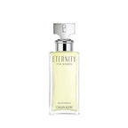 Calvin Klein Eternity floral women's perfume bottle with white lily, rose, sandalwood, and amber notes, shown on a white background.