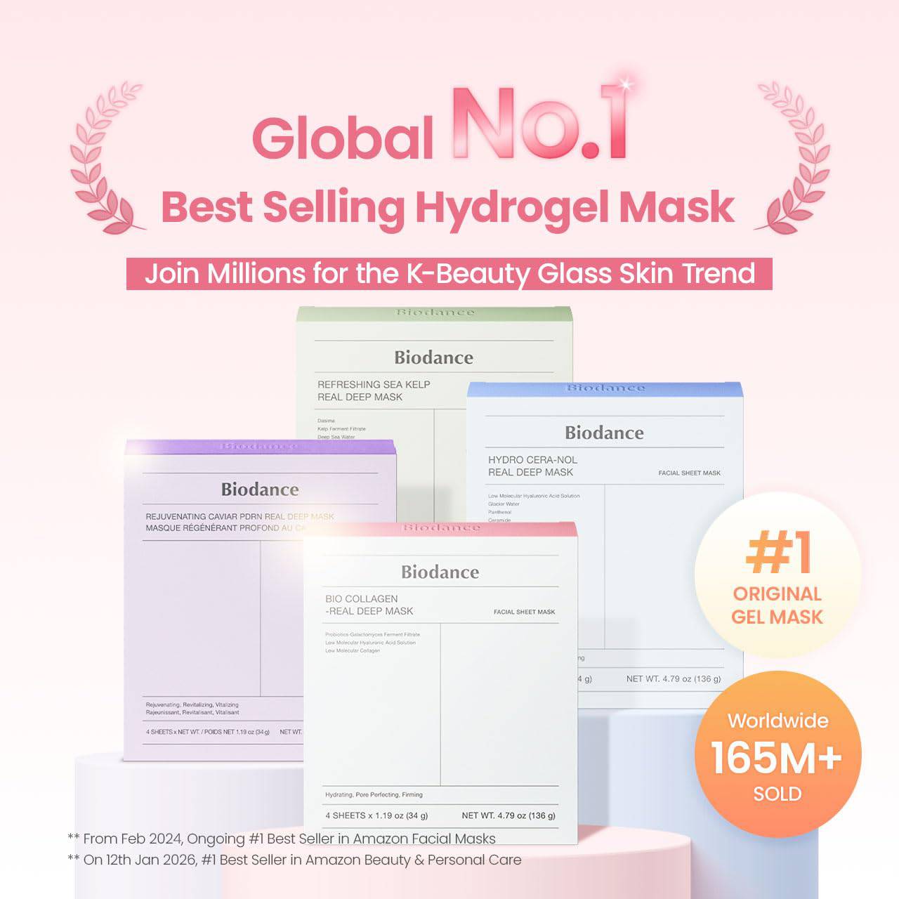 BIODANCE Bio-Collagen Real Deep Mask, Hydrating Overnight Hydrogel Mask, Pore Minimizing, Elasticity, Plumping Improvement, Korean Skin Care, Valentines Day Gifts for Her | 1.19oz(34g) x 4ea