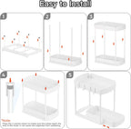 2 Pack Multi-Purpose Pull-Out Storage Organizers, Under Sink & Cabinet Storage, 12.8 Inch, White