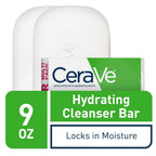 SlimBag CeraVe Hydrating Cleanser Bar for face and body, fragrance-free, soap-free, with 5% moisturizing cream, 4.5 oz each, 2-pack