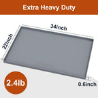 34" x 22" Extra Thick Waterproof Silicone Mat with Raised Edge, Under Sink Mat for Kitchen & Bathroom, Kitchen Cabinet Liner, Multi-Purpose for Storage & Protection, Gray