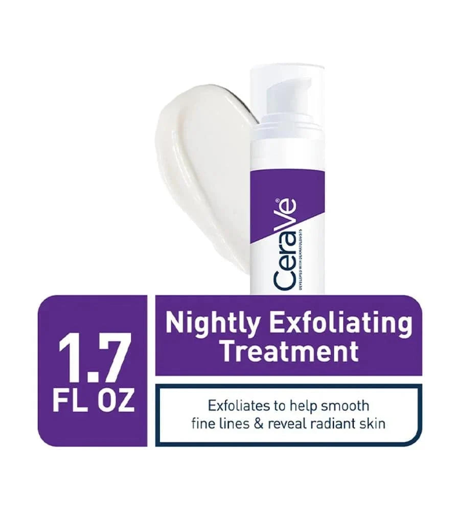 SlimBag CeraVe Skin Renewing Nightly Exfoliating Treatment bottle with pump, designed for gentle facial skin exfoliation and renewal.