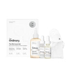 SlimBag The Ordinary Mini Icons Set with travel-sized glycolic acid toner, niacinamide, hyaluronic acid, and reusable rounds for skincare.