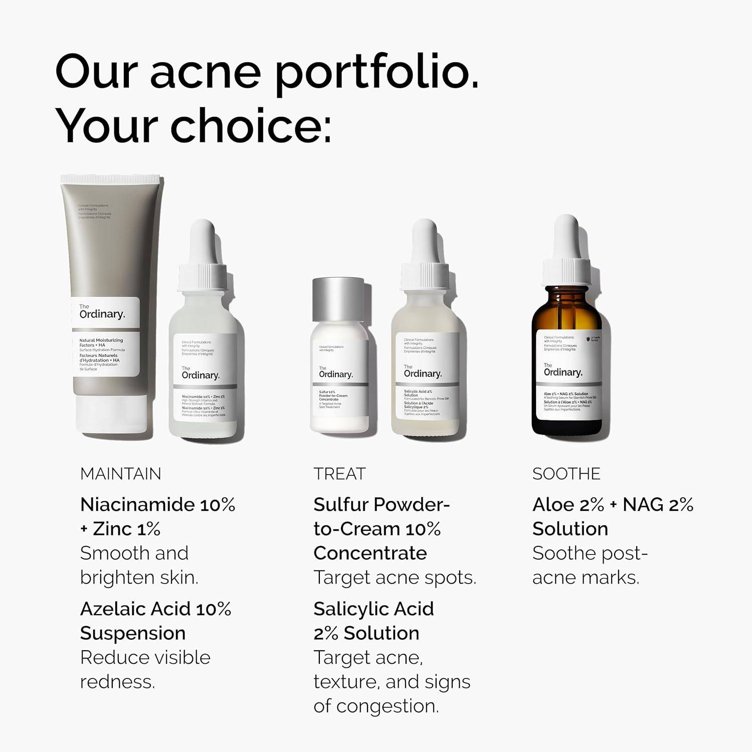 SlimBag The Ordinary Sulfur 10% powder-to-cream acne spot treatment, showing the product container with the treatment inside.